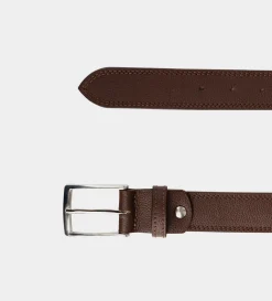 Clearance CINTURÓN HERRAJE PLATA PIEL AUTÉNTICA COGNAC Hombre Cinturones | Cinturones
