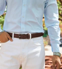 Outlet CINTURÓN PIEL AUTÉNTICA CAFÉ Hombre Cinturones | Cinturones