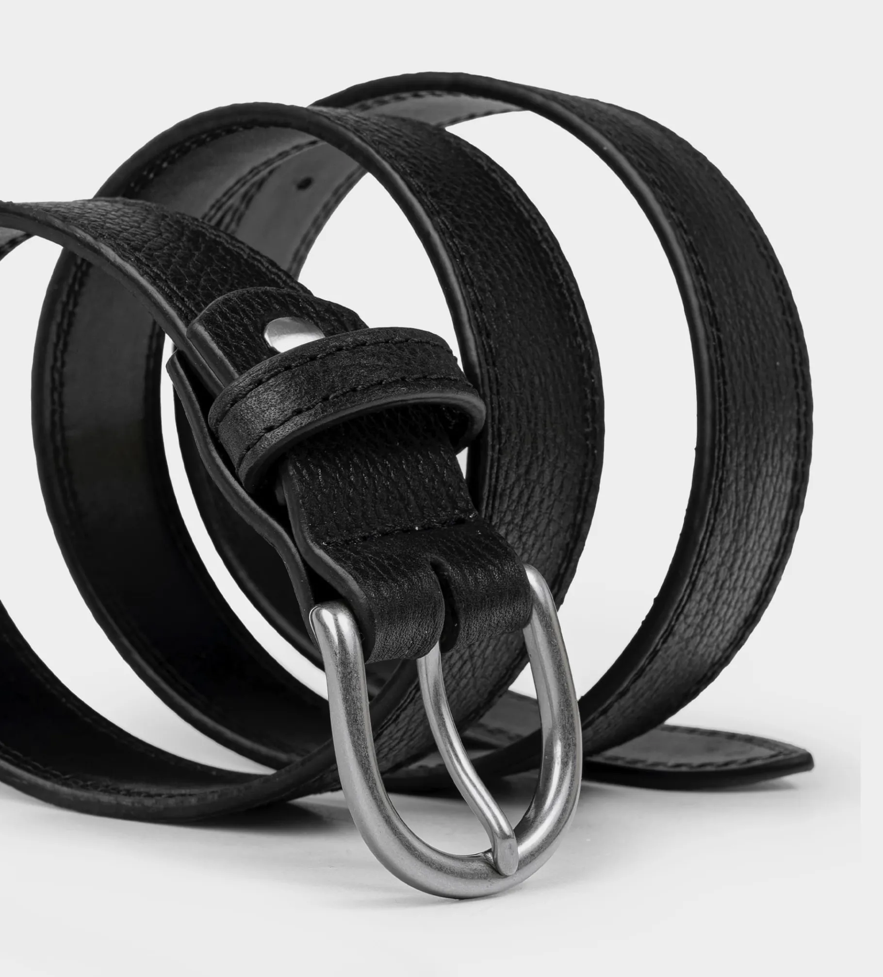 Best CINTURÓN PIEL NEGRO HEBILLA PLATEADA Hombre Cinturones | Cinturones