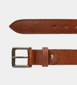 Discount CINTURÓN TEXTURA PIEL AUTÉNTICA MIEL Hombre Cinturones | Cinturones