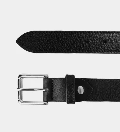 Sale CINTURÓN TEXTURA PIEL AUTÉNTICA NEGRO Hombre Cinturones | Cinturones