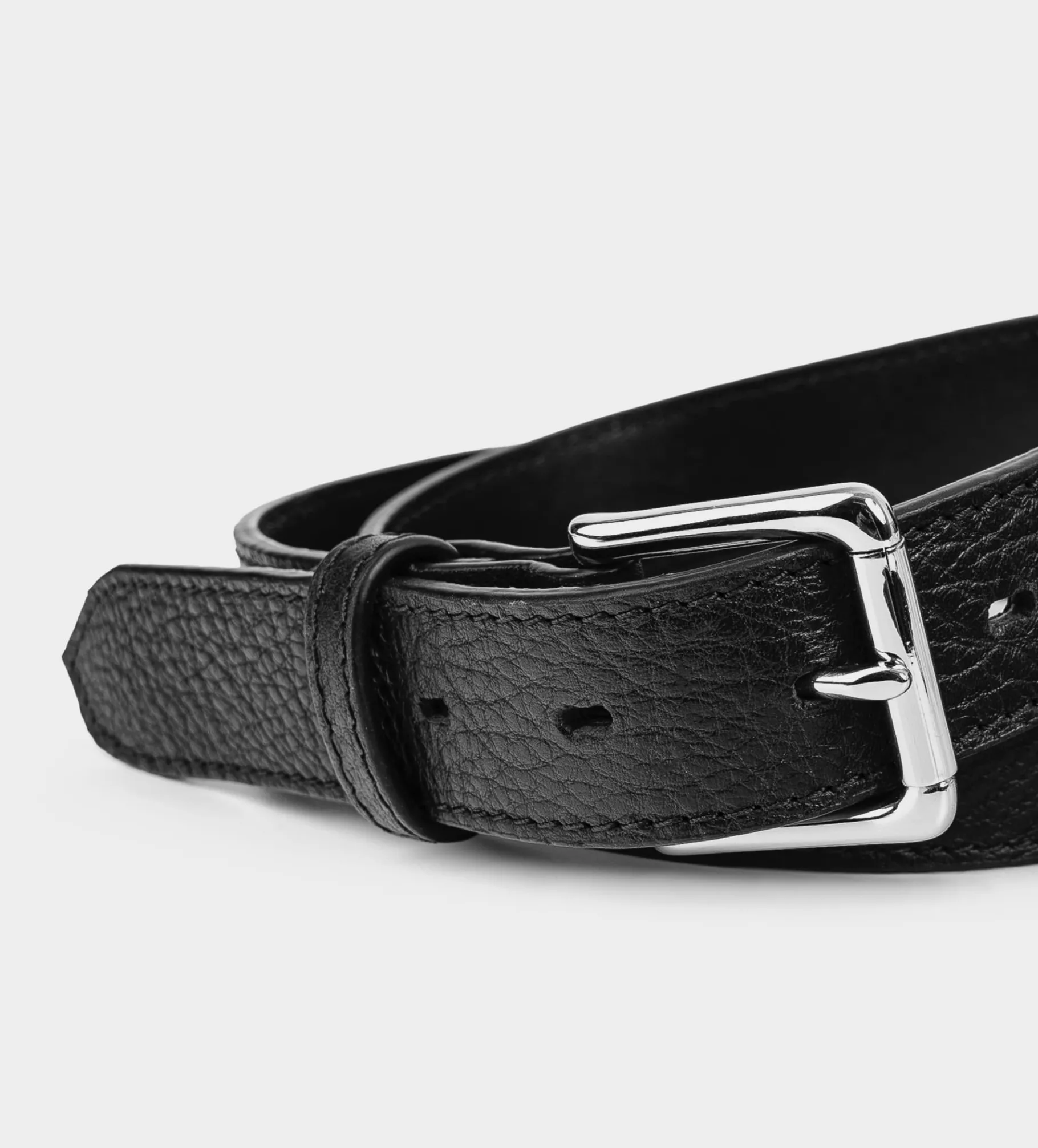 Sale CINTURÓN TEXTURA PIEL AUTÉNTICA NEGRO Hombre Cinturones | Cinturones