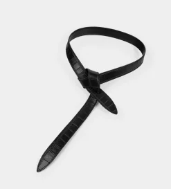 Online CINTURÓN TEXTURA PIEL NEGRO Mujer Piel Auténtica | Bolsos Y Accesorios