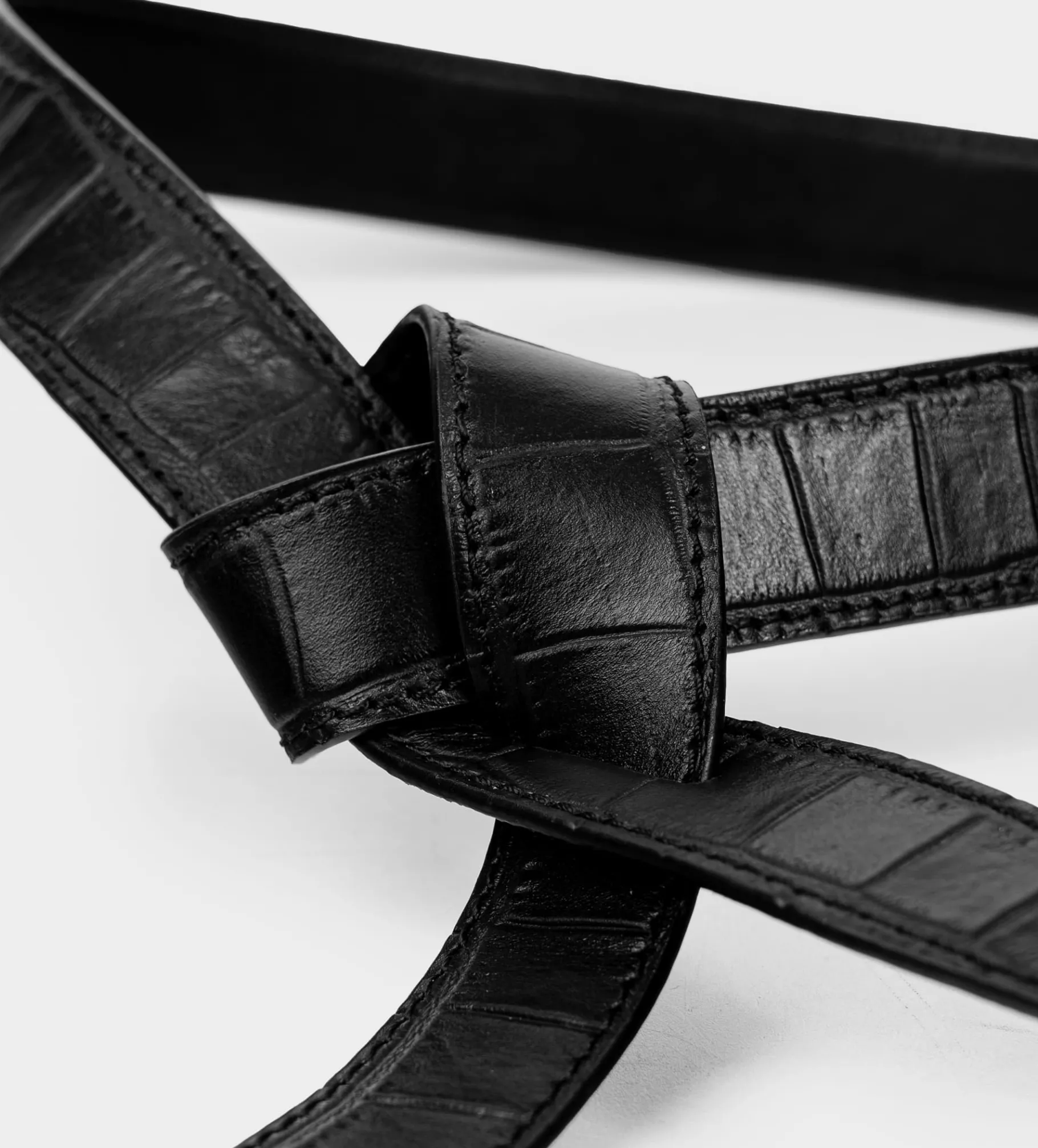 Online CINTURÓN TEXTURA PIEL NEGRO Mujer Piel Auténtica | Bolsos Y Accesorios