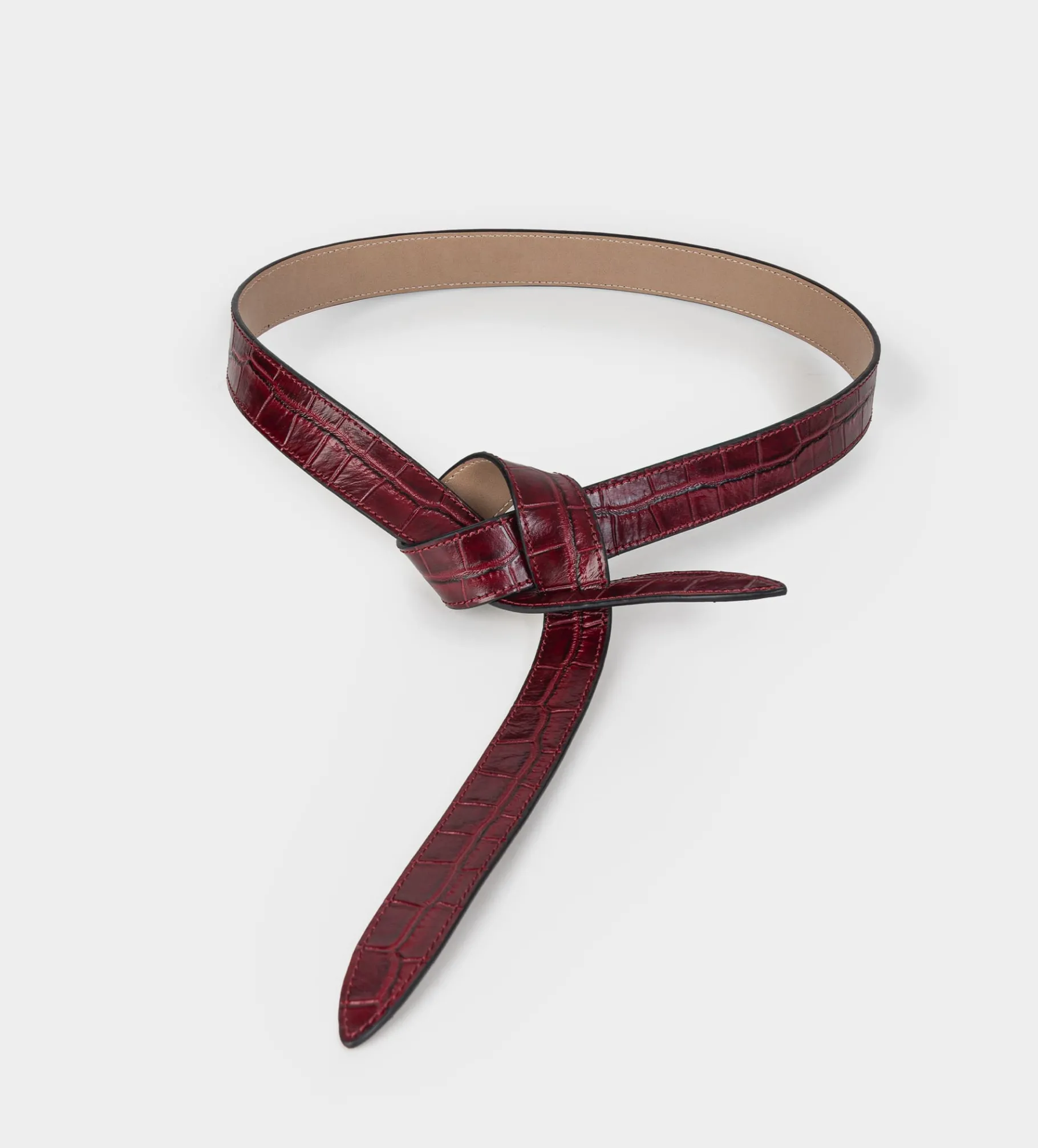 Best CINTURÓN TEXTURA PIEL VINO Mujer Piel Auténtica | Bolsos Y Accesorios