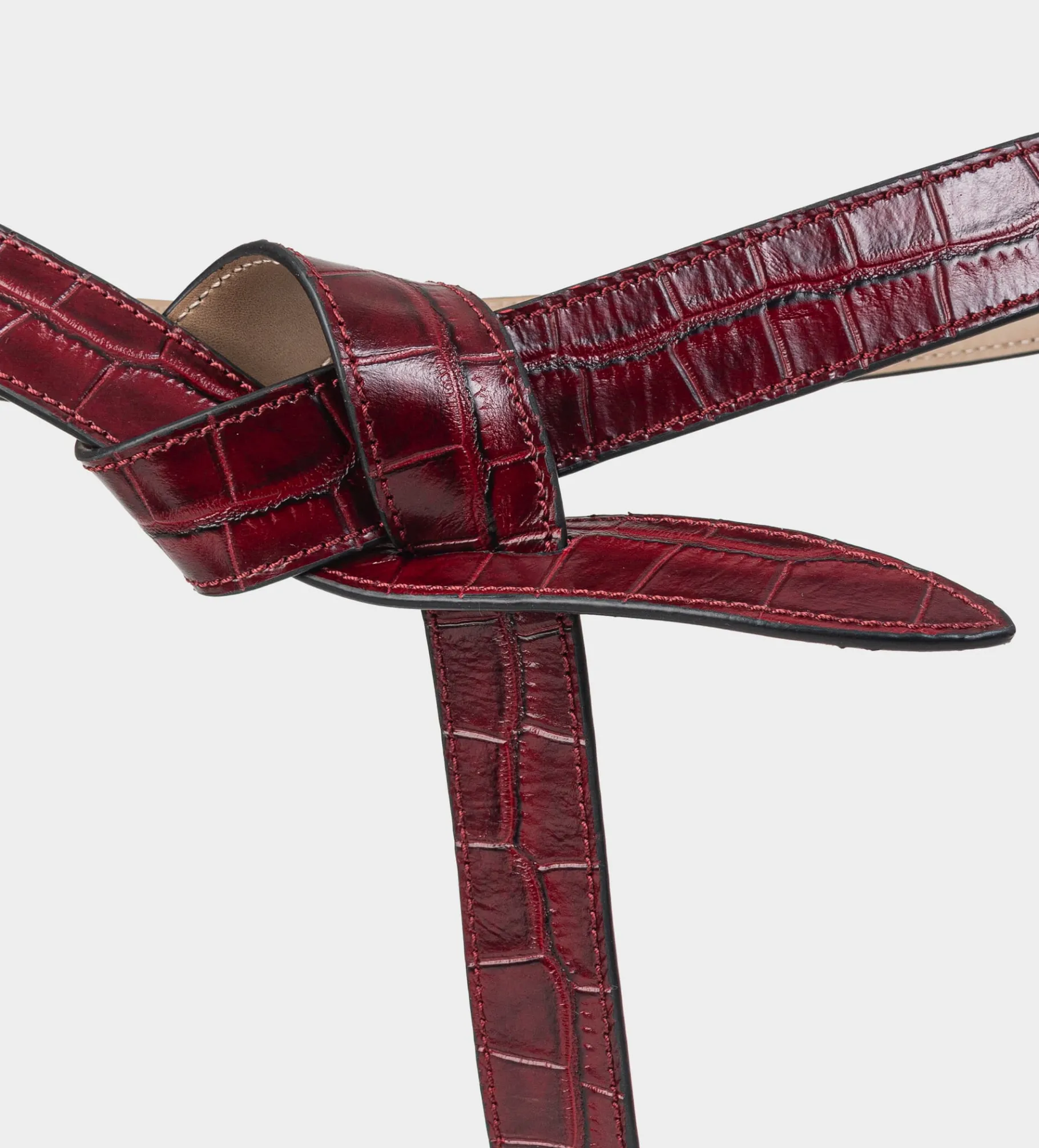 Best CINTURÓN TEXTURA PIEL VINO Mujer Piel Auténtica | Bolsos Y Accesorios