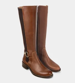 Sale HIGH-BOOTS HEBILLA ECUESTRE PIEL CAFÉ Mujer Botas Y Botines | Piel Auténtica