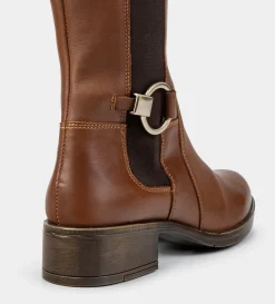 Sale HIGH-BOOTS HEBILLA ECUESTRE PIEL CAFÉ Mujer Botas Y Botines | Piel Auténtica