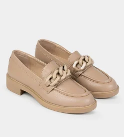 Sale MOCASÍN HERRAJE GRABADO BEIGE Mujer Flats Y Mocasines