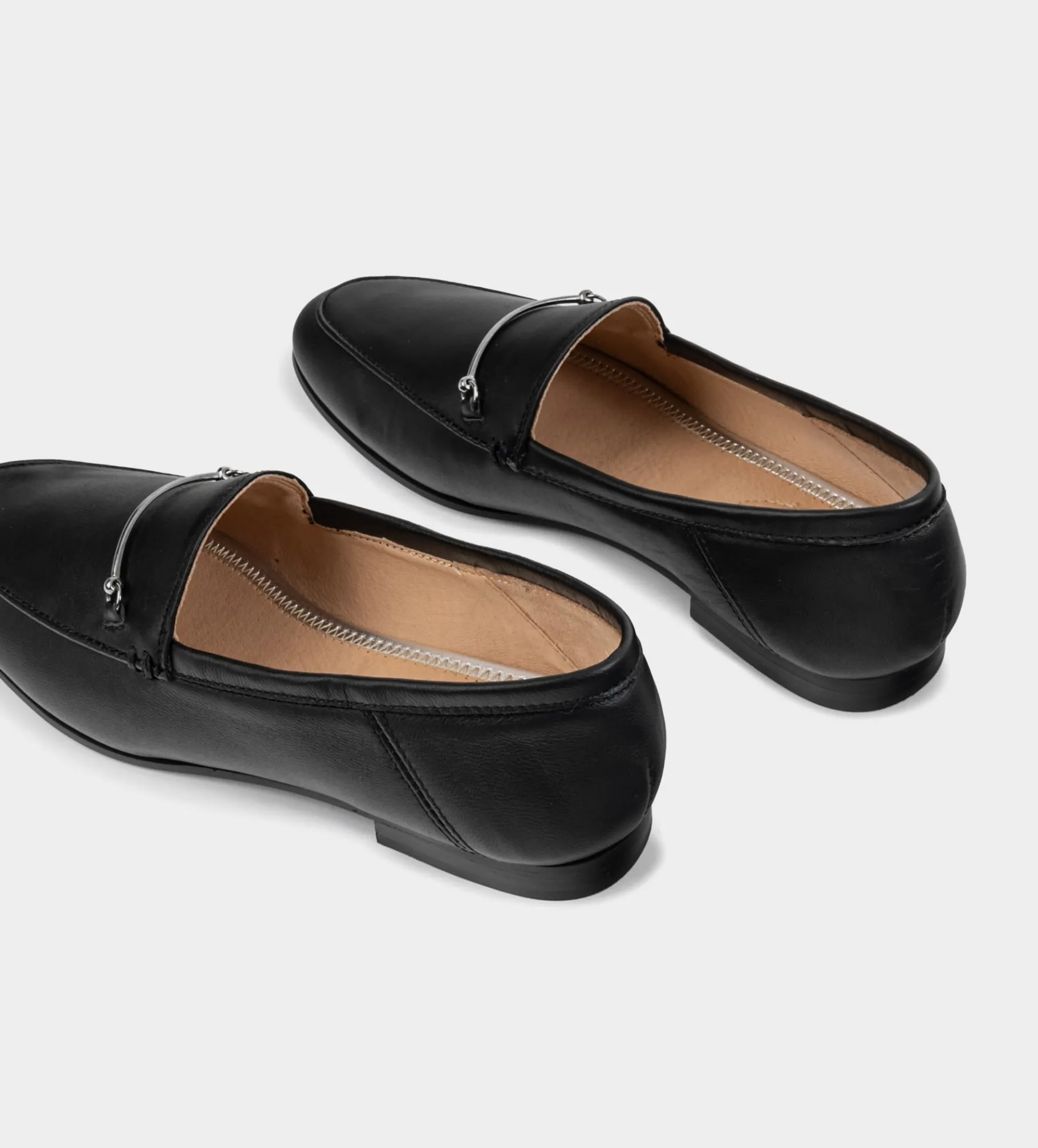 Fashion MOCASÍN HERRAJE PIEL NEGRO Mujer Piel Auténtica | Flats Y Mocasines