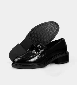 Clearance MOCASÍN MOÑO PIEL NEGRO Mujer Flats Y Mocasines | Piel Auténtica