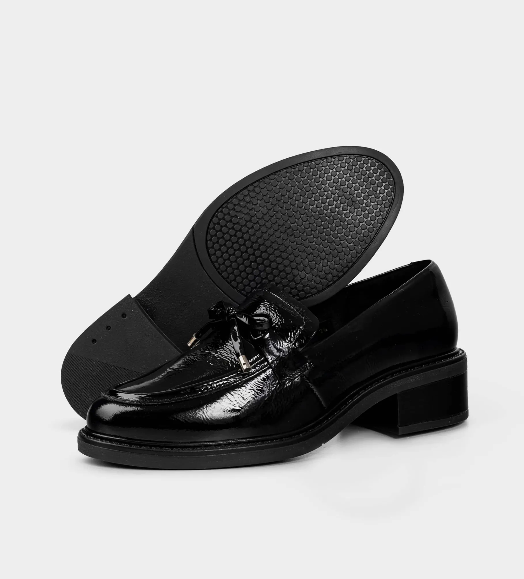 Clearance MOCASÍN MOÑO PIEL NEGRO Mujer Flats Y Mocasines | Piel Auténtica