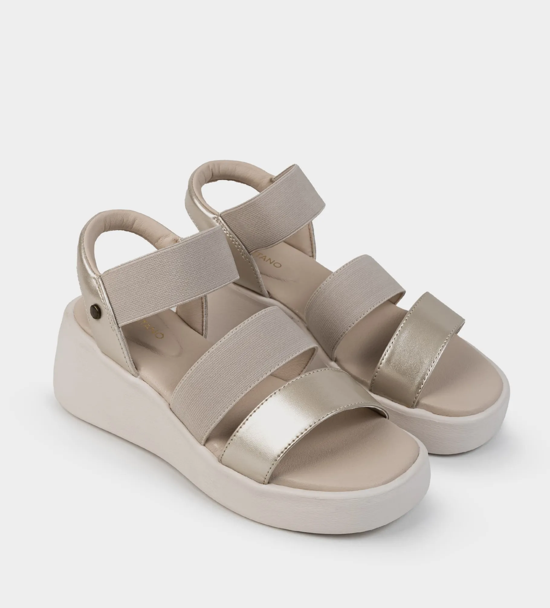 New SANDALÍA CONFORT ELÁSTICOS ORO Mujer Sandalias Y Plataformas