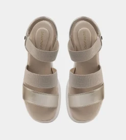 New SANDALÍA CONFORT ELÁSTICOS ORO Mujer Sandalias Y Plataformas