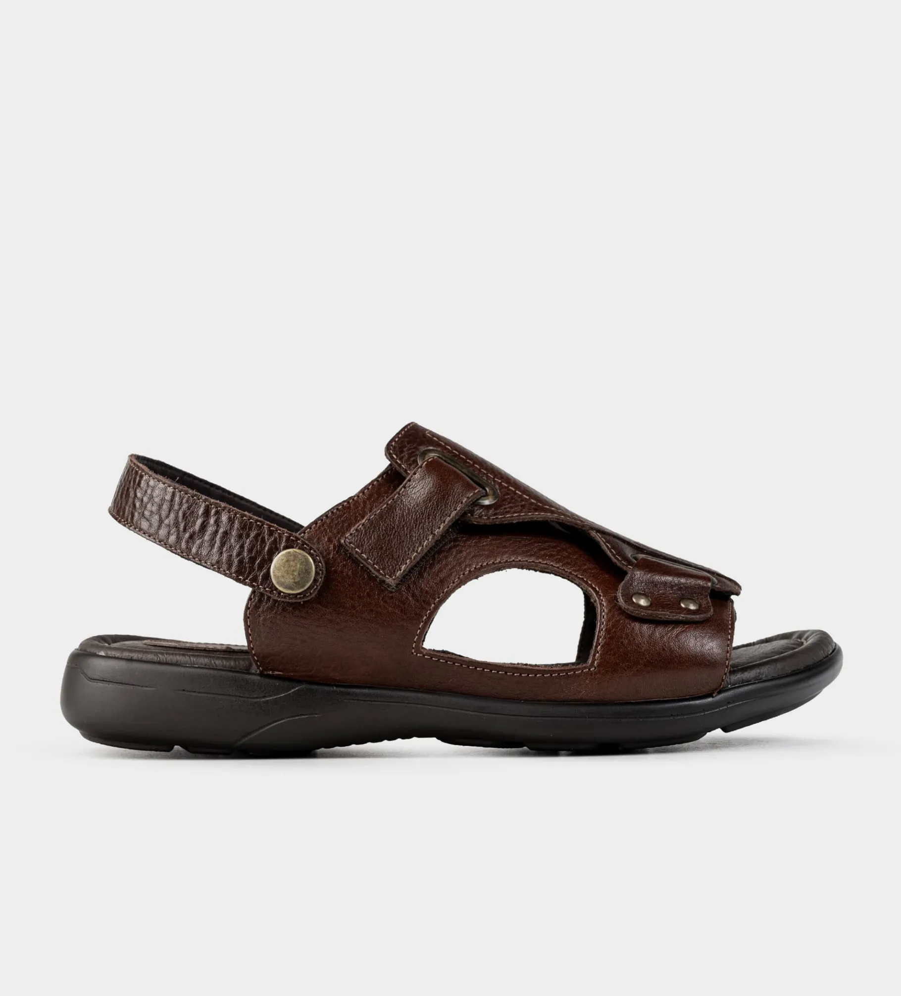 Discount SANDALIA CONFORT AJUSTABLE PIEL CAFÉ Hombre Sandalias