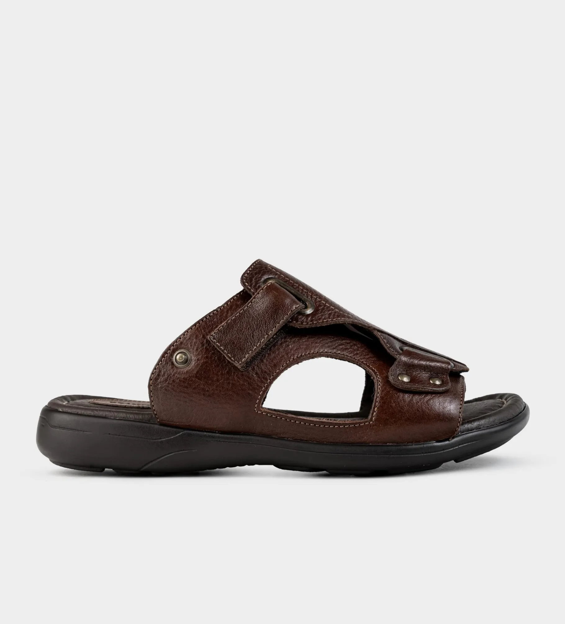 Discount SANDALIA CONFORT AJUSTABLE PIEL CAFÉ Hombre Sandalias