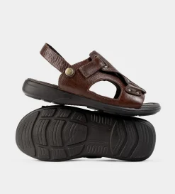 Discount SANDALIA CONFORT AJUSTABLE PIEL CAFÉ Hombre Sandalias