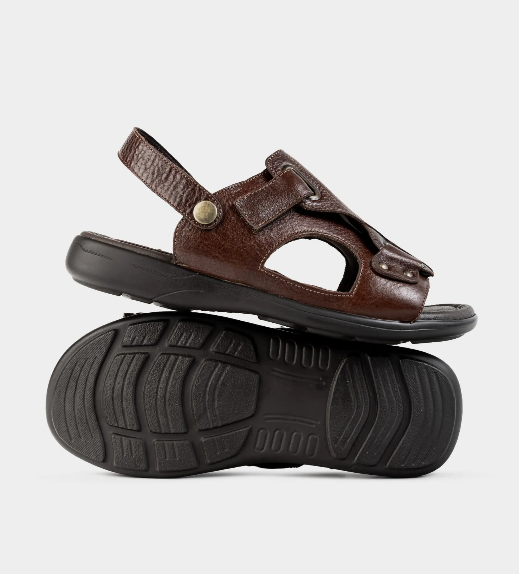 Discount SANDALIA CONFORT AJUSTABLE PIEL CAFÉ Hombre Sandalias