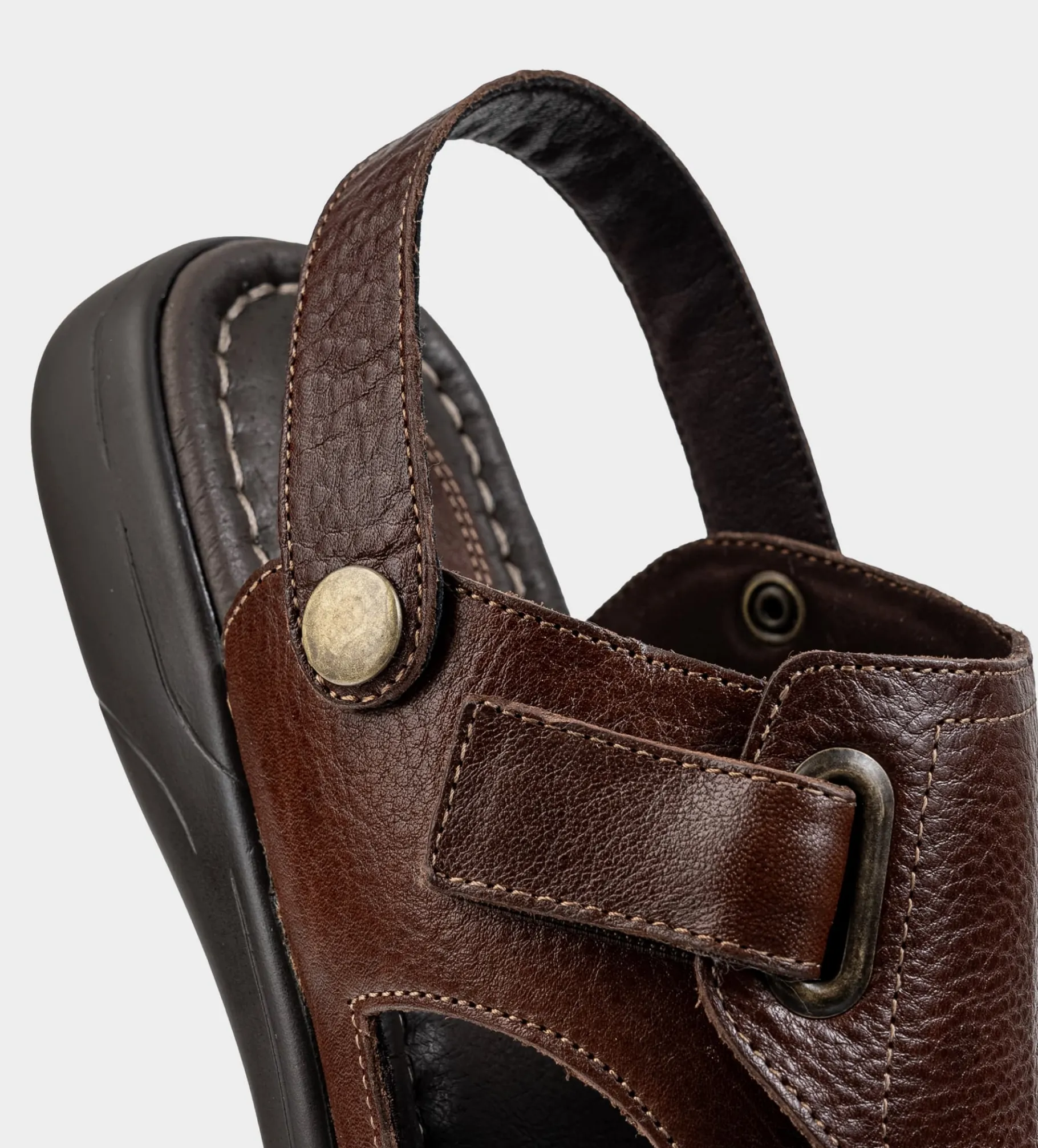 Discount SANDALIA CONFORT AJUSTABLE PIEL CAFÉ Hombre Sandalias