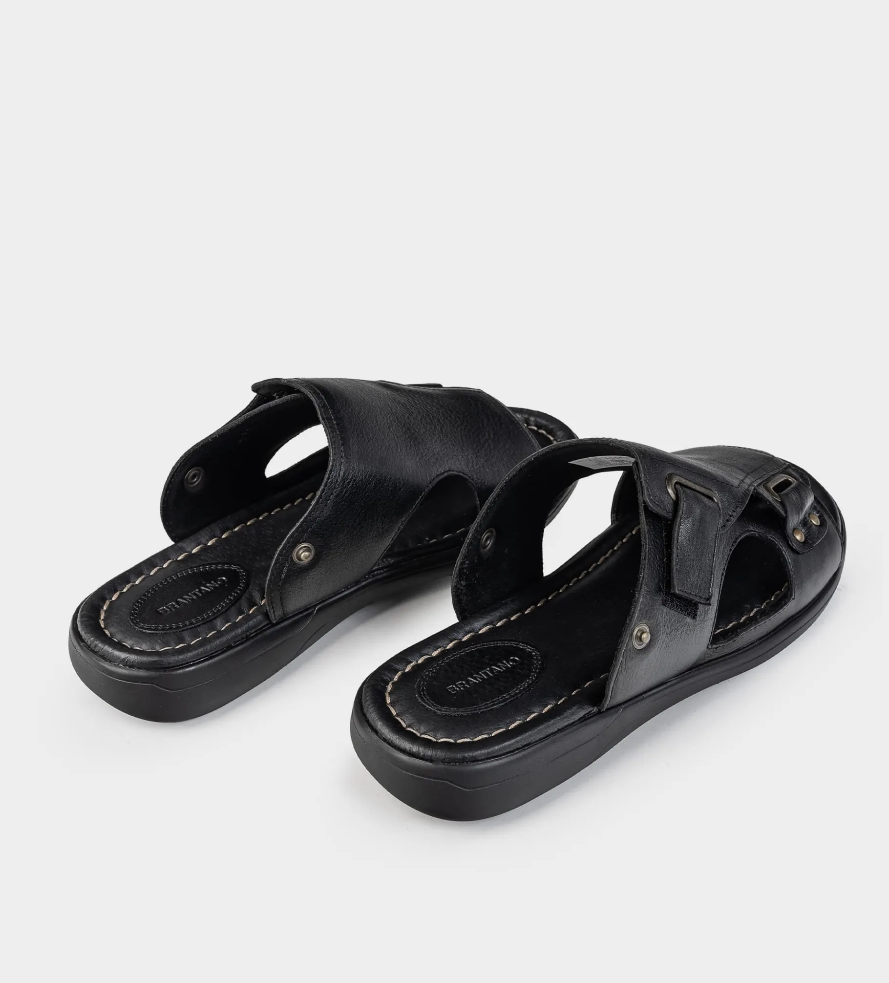 New SANDALIA CONFORT AJUSTABLE PIEL NEGRO Hombre Sandalias