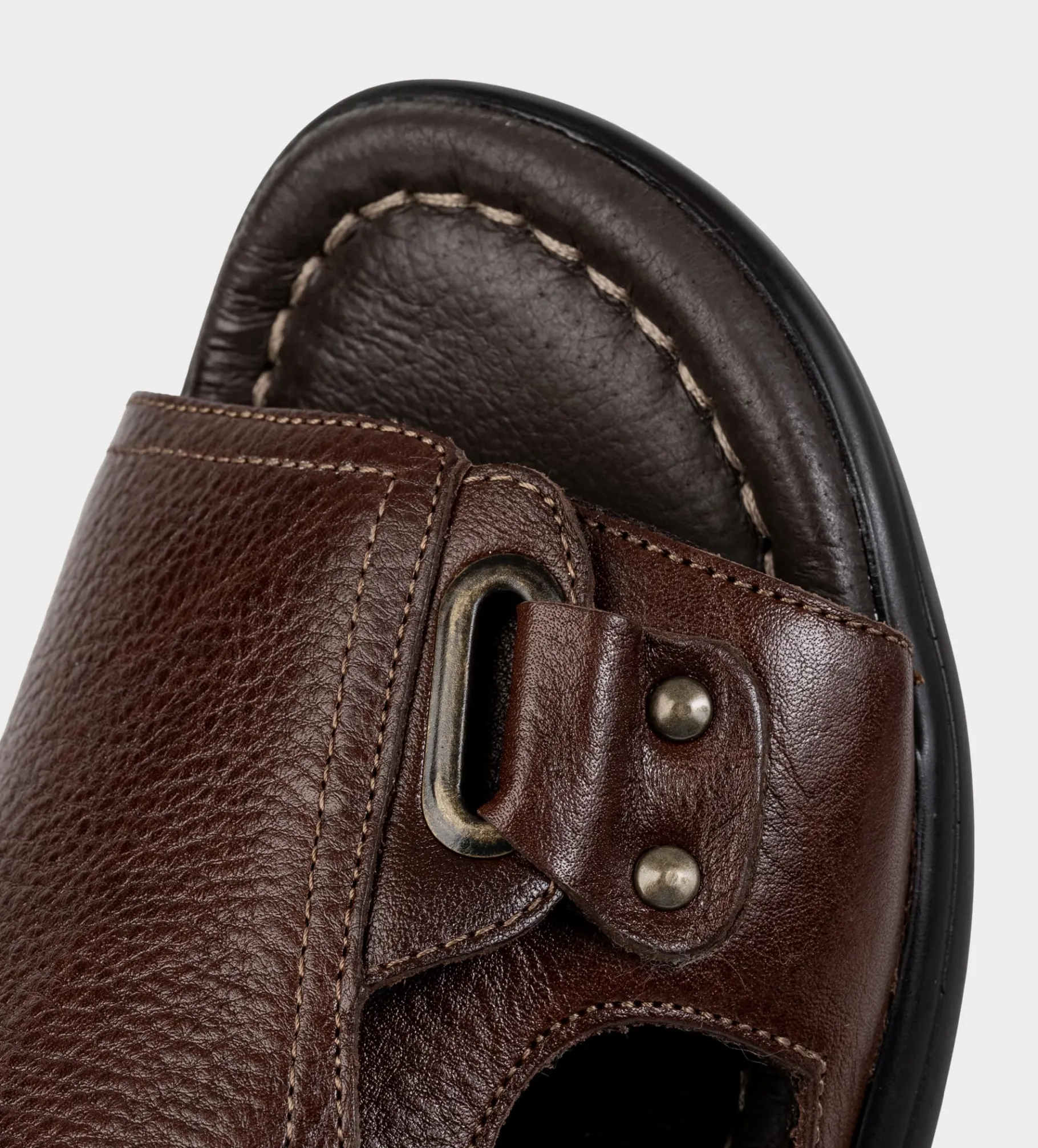 Discount SANDALIA CONFORT AJUSTABLE PIEL CAFÉ Hombre Sandalias