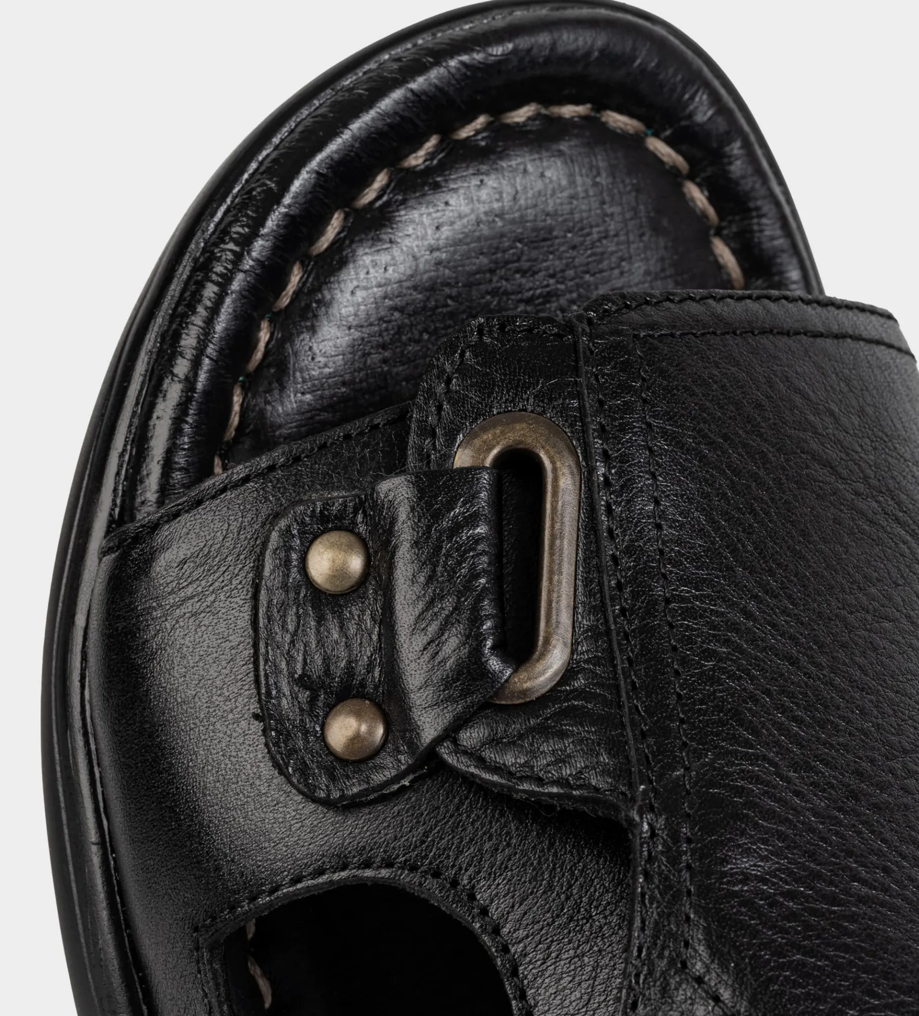 New SANDALIA CONFORT AJUSTABLE PIEL NEGRO Hombre Sandalias