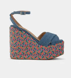 Sale SANDALIA CUÑA DENIM MULTICOLOR Mujer Sandalias Y Plataformas