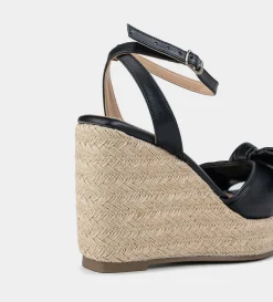 Sale SANDALIA CUÑA YUTE MOÑO NEGRO Mujer Sandalias Y Plataformas