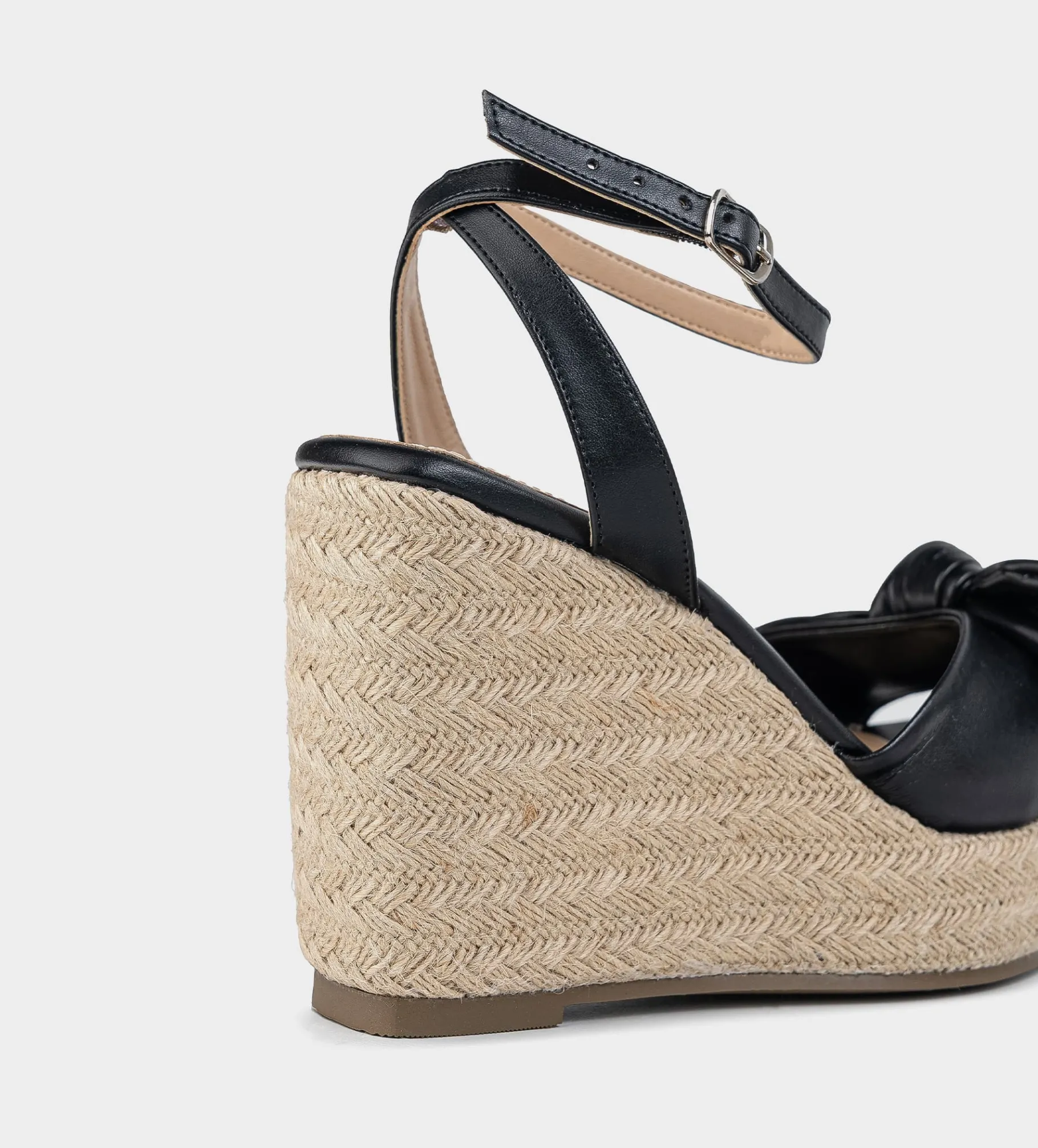 Sale SANDALIA CUÑA YUTE MOÑO NEGRO Mujer Sandalias Y Plataformas