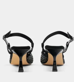 New SANDALIA DESTALONADA MALLA BRILLOS NEGRO Mujer Fiesta | Tacones Y Zapatillas