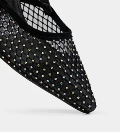 New SANDALIA DESTALONADA MALLA BRILLOS NEGRO Mujer Fiesta | Tacones Y Zapatillas