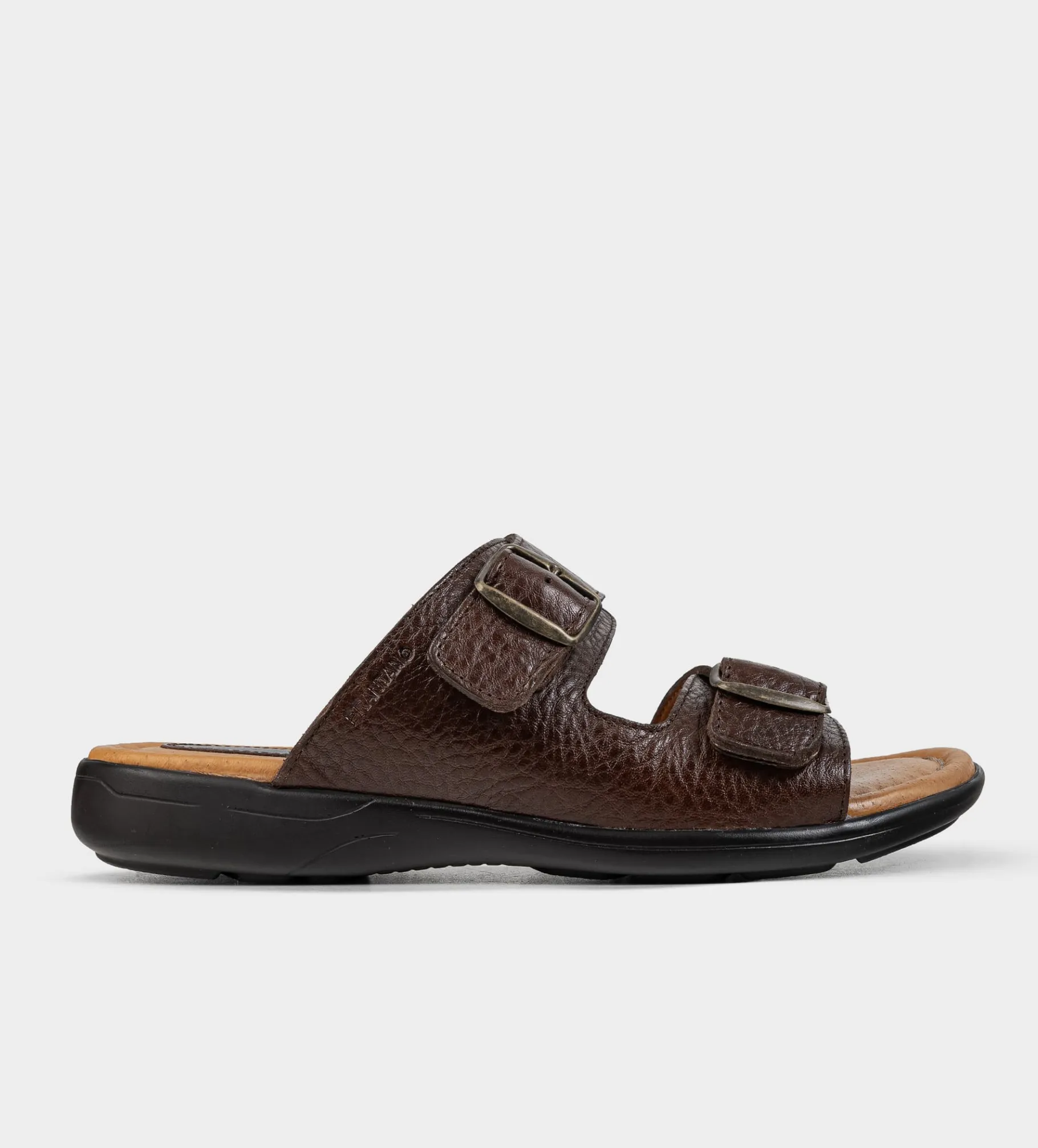 New SANDALIA DOBLE CORREA PIEL CAFÉ Hombre Sandalias