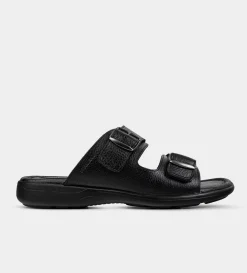 Fashion SANDALIA DOBLE CORREA PIEL NEGRO Hombre Sandalias