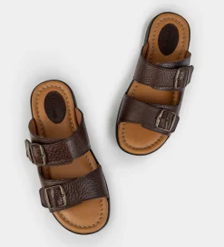 New SANDALIA DOBLE CORREA PIEL CAFÉ Hombre Sandalias