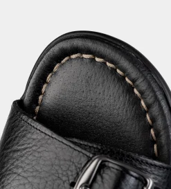 Fashion SANDALIA DOBLE CORREA PIEL NEGRO Hombre Sandalias