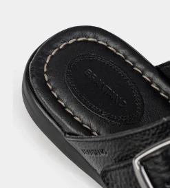 Fashion SANDALIA DOBLE CORREA PIEL NEGRO Hombre Sandalias