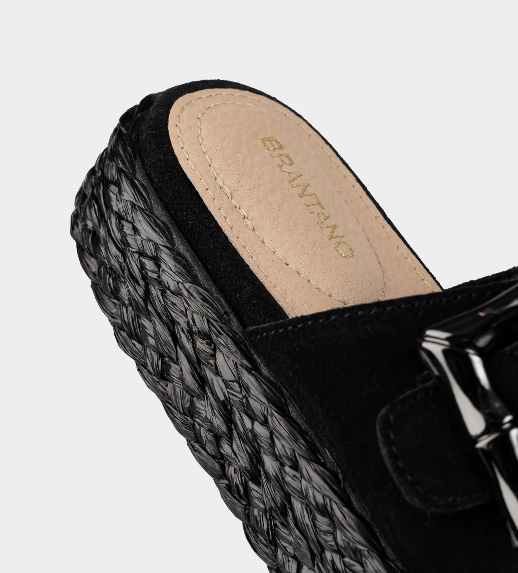 Fashion SANDALIA DOBLE HEBILLA GAMUZA NEGRO Mujer Sandalias Y Plataformas