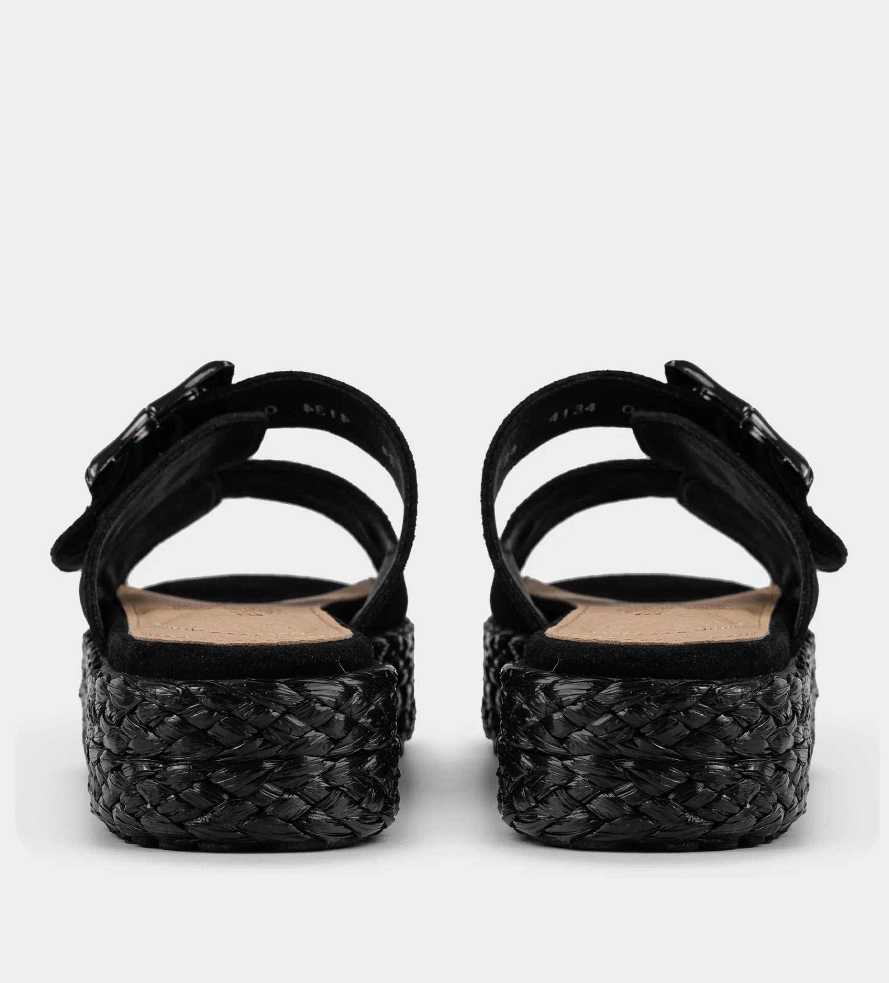 Fashion SANDALIA DOBLE HEBILLA GAMUZA NEGRO Mujer Sandalias Y Plataformas