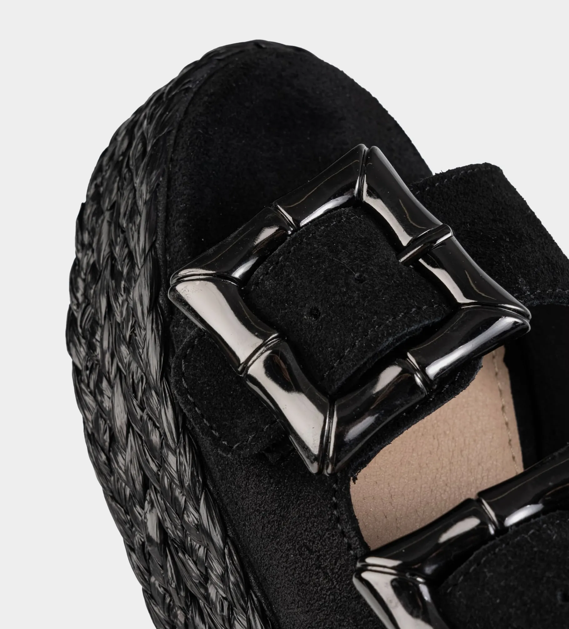 Fashion SANDALIA DOBLE HEBILLA GAMUZA NEGRO Mujer Sandalias Y Plataformas