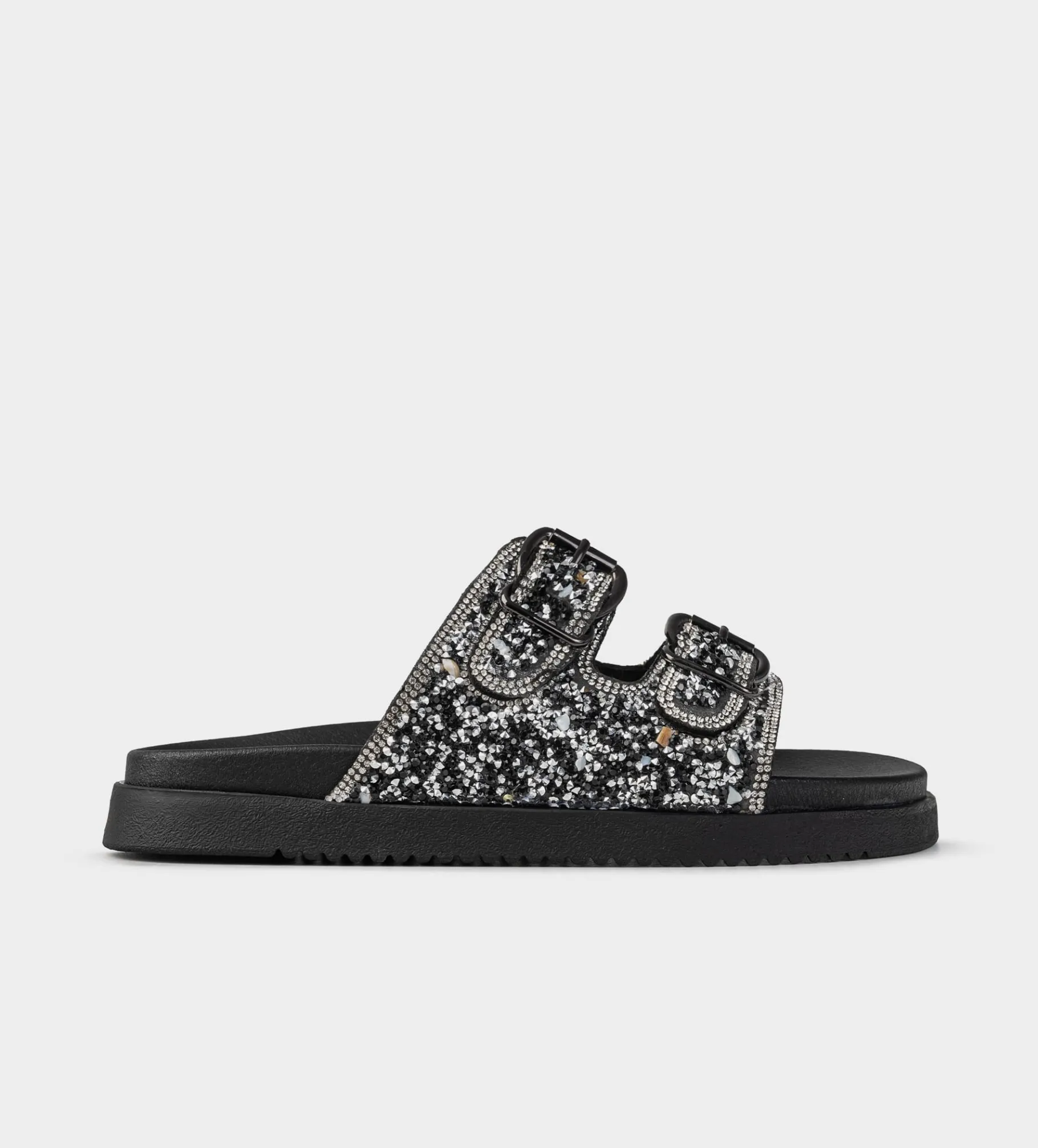 Discount SANDALIA DOBLE HEBILLAS BRILLOS NEGRO Mujer Sandalias Y Plataformas