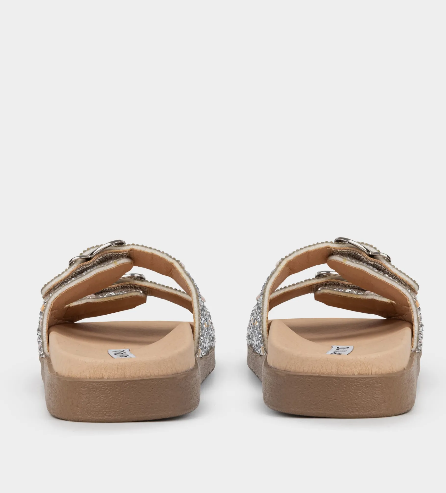 Online SANDALIA DOBLE HEBILLAS BRILLOS PLATA Mujer Sandalias Y Plataformas