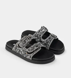 Discount SANDALIA DOBLE HEBILLAS BRILLOS NEGRO Mujer Sandalias Y Plataformas