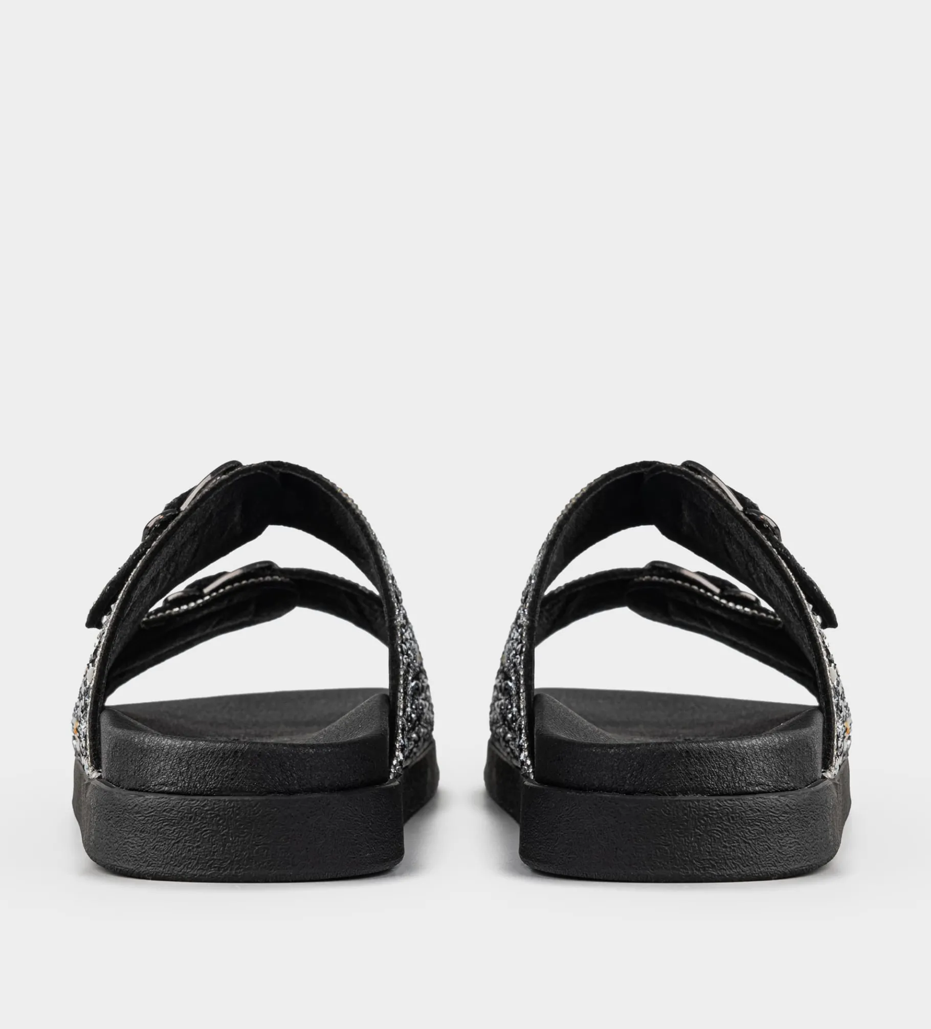 Discount SANDALIA DOBLE HEBILLAS BRILLOS NEGRO Mujer Sandalias Y Plataformas