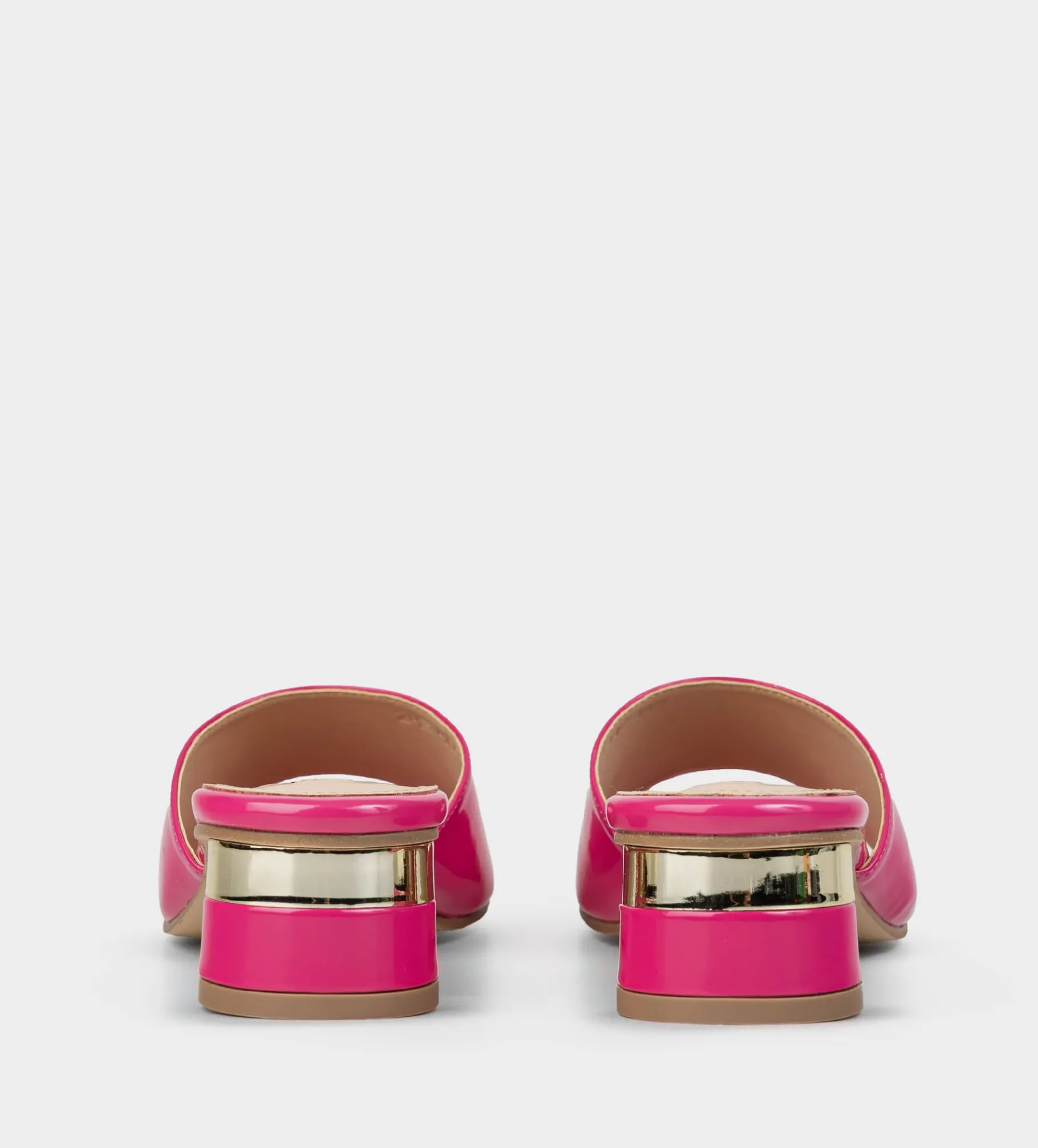 Fashion SANDALIA MULE TACÓN BAJO CHAROL ROSA Mujer Sandalias Y Plataformas