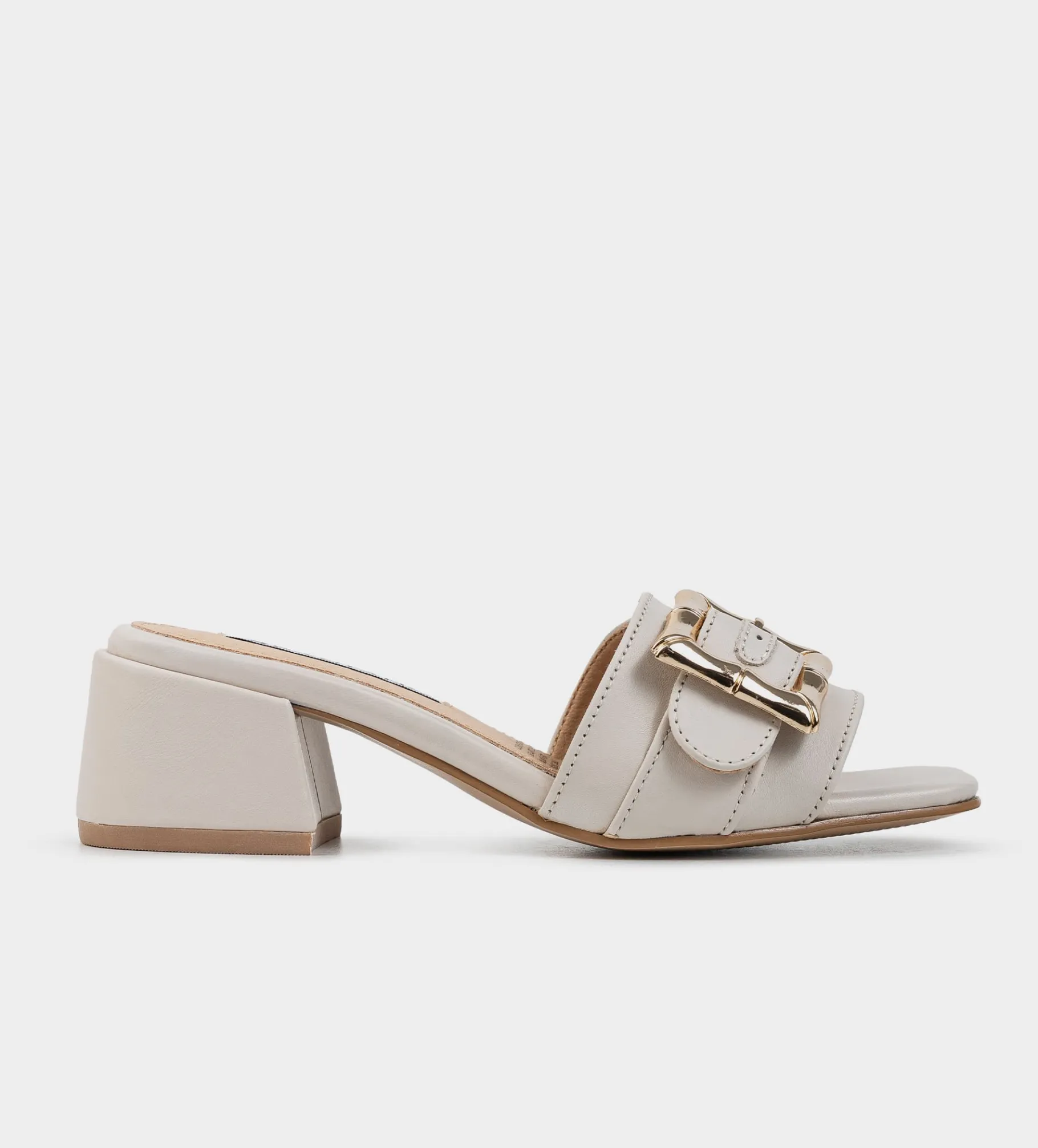 New SANDALIA MULE TACÓN PIEL BLANCO Mujer Fiesta | Sandalias Y Plataformas