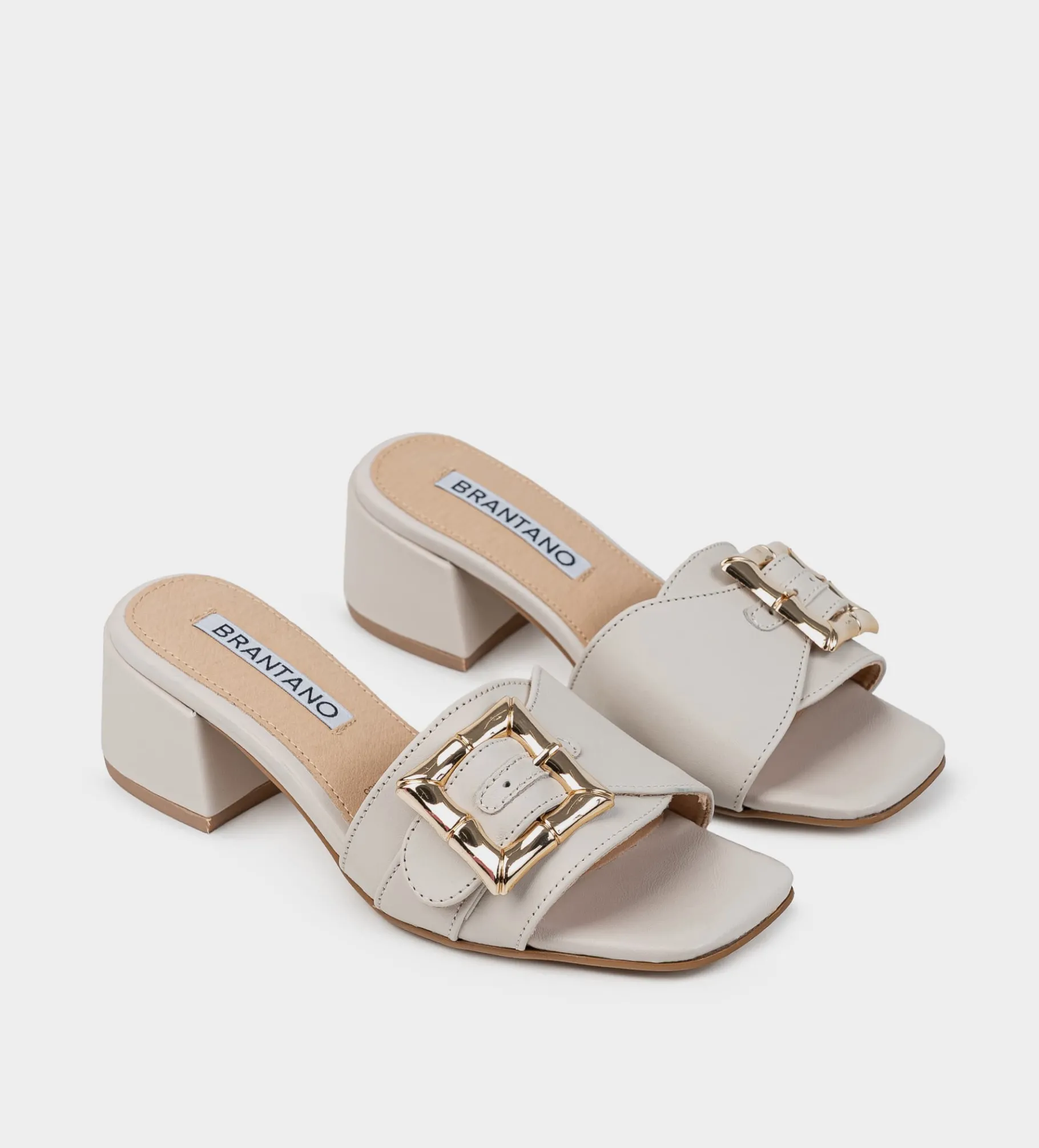 New SANDALIA MULE TACÓN PIEL BLANCO Mujer Fiesta | Sandalias Y Plataformas