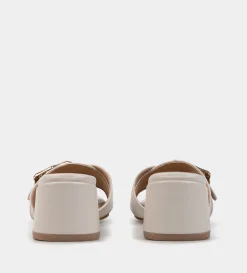 New SANDALIA MULE TACÓN PIEL BLANCO Mujer Fiesta | Sandalias Y Plataformas