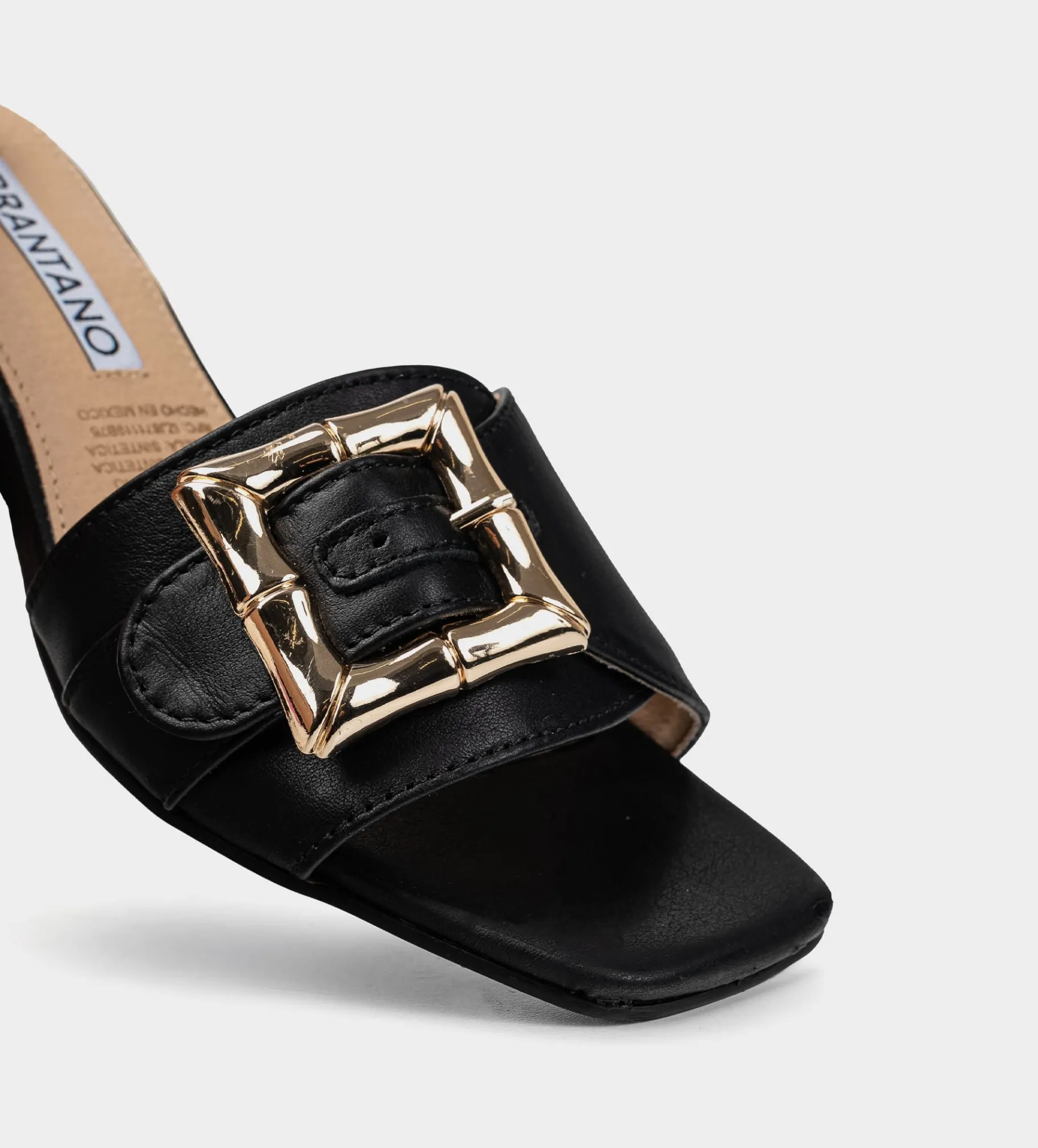 Outlet SANDALIA MULE TACÓN PIEL NEGRO Mujer Fiesta | Sandalias Y Plataformas