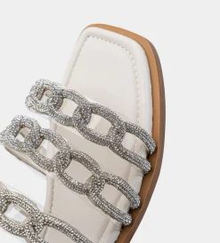 New SANDALIA PLANA MICA BRILLOS PLATA Mujer Sandalias Y Plataformas