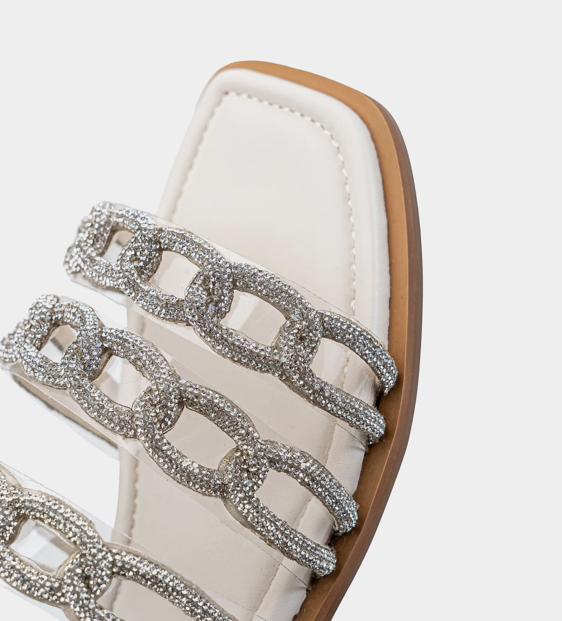 New SANDALIA PLANA MICA BRILLOS PLATA Mujer Sandalias Y Plataformas